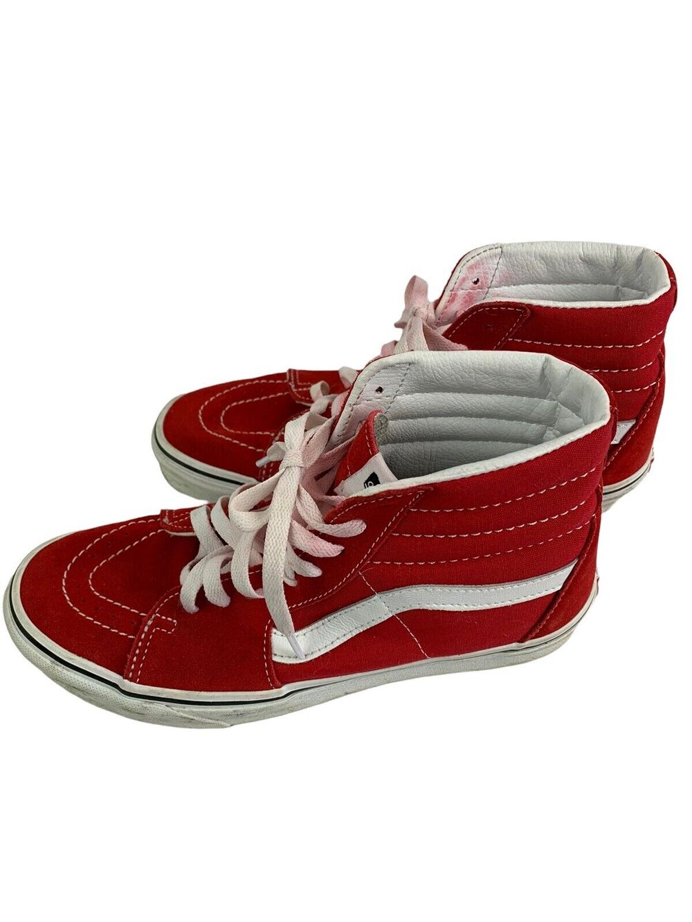 Size 7 Mens (8.5 Womens) (39)Vans Red White High Top Canvas Shoe Sneaker